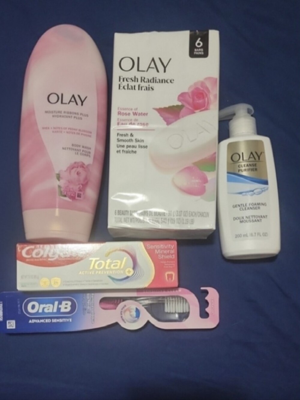 OLAY Fresh Radiance Rose Water Collectio self care bundle - Pink & White
